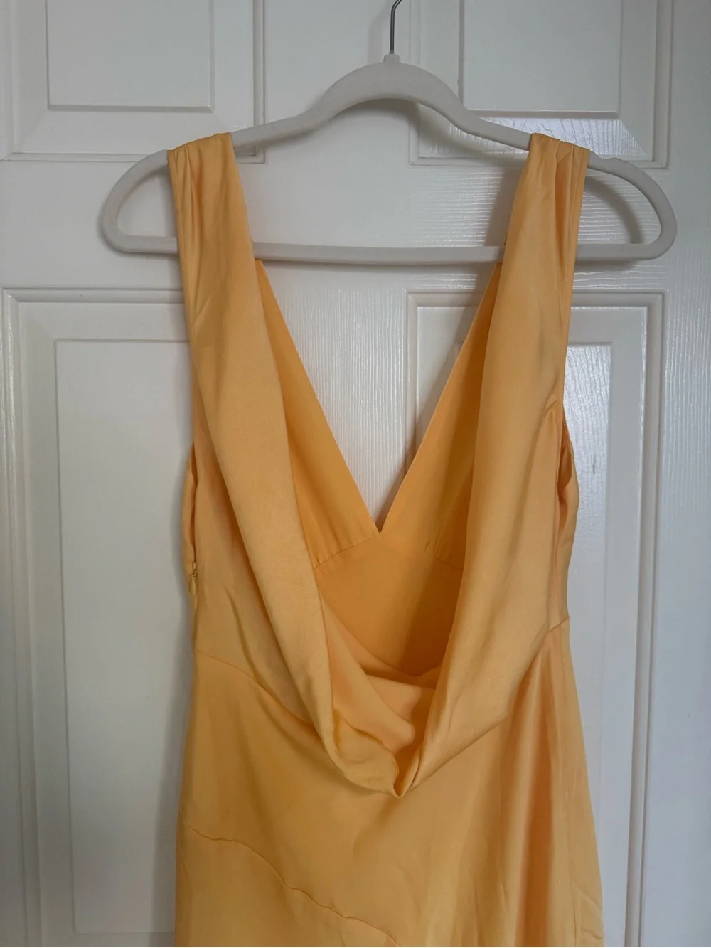 Elegant Yellow Nadia Maxi Satin Dress with Cowl-Back